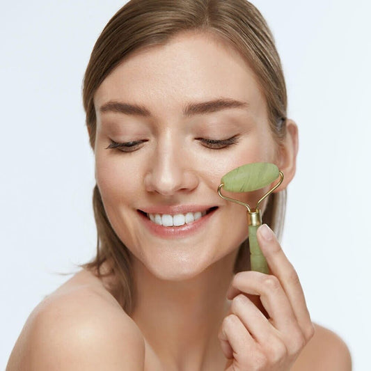 Rouleau de Jade Naturel – Massage Visage Anti-cernes & Éclat